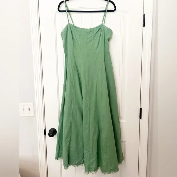NWT J.Crew Seamed Flare Midi Dress in Linen - Picture 3 of 9